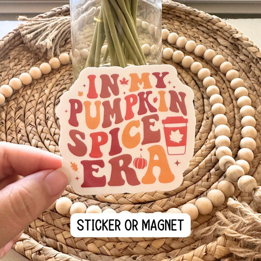 Pumpkin spice lover, Era sticker, Pumpkin spice era, Coffee lover gift, fall stickers, sweater weather, magnet water bottle sticker, Tumbler