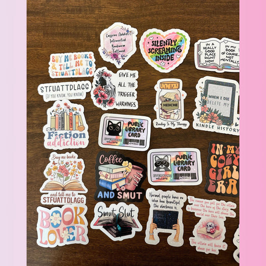 Book lover sticker Booktrovert book worm book nerd booktok Bookish water bottle reading quotes book lover gift cute introvert library card